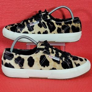 Superga Velvet Leopard Print Sneakers - Women's 8
